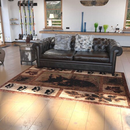 Flash Furniture 6' x 9' Brown Mother Bear & Cubs Olefin Area Rug OKR-RG1114-69-BN-GG